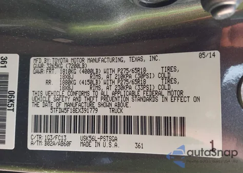 2014 Toyota Tundra Crewmax Sr5 from USA, damaged, VIN 5TFDW5F18EX391779